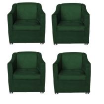 Kit 4 Poltronas Decorativas Tilla Suede Verde - Móveis Mafer