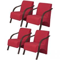Kit 4 Poltronas Decorativas Vênus Braço Madeira 1Lugar DSalla Suede Kit 4 Poltronas Decorativas Vênus Braço Madeira 1Lugar DSalla Suede