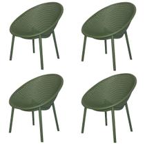 Kit 4 Poltronas Drops Rivatti em Polipropileno Verde Base Desmontável Verde