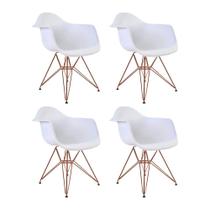 Kit 4 Poltronas Eiffel Eames Brancas Com Braço Daw Em Ferro Cobre - Cor: Preto Kit 4 Poltronas Eiffel Eames Brancas Com Braço Daw Em Ferro Cobre - Cor: Preto