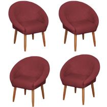 Kit 4 Poltronas Ibiza para Recepção Sala de Estar Decorativa Cadeira Estofada Resistente Escritório Manicure