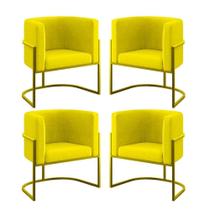 Kit 4 Poltronas Lua Sala Decorativa Amarelo Suede Balaqui Decor Kit 4 Poltronas Lua Sala Decorativa Amarelo Suede Balaqui Decor