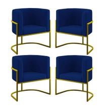 Kit 4 Poltronas Lua Sala Decorativa Base de Ferro Azul Marinho Suede Balaqui Decor Kit 4 Poltronas Lua Sala Decorativa Base de Ferro Azul Marinho Suede Balaqui Decor