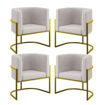Kit 4 Poltronas Lua Sala Decorativa Base De Ferro Gold Suede Bege Balaqui Decor Kit 4 Poltronas Lua Sala Decorativa Base De Ferro Gold Suede Bege Balaqui Decor