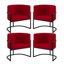 Kit 4 Poltronas Lua Sala Decorativa Base de Ferro Vermelho Suede Balaqui Decor Kit 4 Poltronas Lua Sala Decorativa Base de Ferro Vermelho Suede Balaqui Decor
