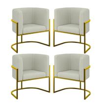 Kit 4 Poltronas Lua Sala Decorativa Bouclê Bege Balaqui Decor Kit 4 Poltronas Lua Sala Decorativa Bouclê Bege Balaqui Decor