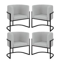 Kit 4 Poltronas Lua Sala Decorativa Bouclê Cinza Balaqui Decor Kit 4 Poltronas Lua Sala Decorativa Bouclê Cinza Balaqui Decor