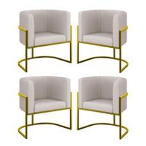 Kit 4 Poltronas Lua Sala Decorativa material sintético Bege Balaqui Decor Kit 4 Poltronas Lua Sala Decorativa material sintético Bege Balaqui Decor