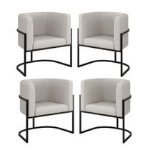 Kit 4 Poltronas Lua Sala Decorativa material sintético Bege Balaqui Decor Kit 4 Poltronas Lua Sala Decorativa material sintético Bege Balaqui Decor