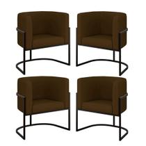 Kit 4 Poltronas Lua Sala Decorativa material sintético Marrom Balaqui Decor Kit 4 Poltronas Lua Sala Decorativa material sintético Marrom Balaqui Decor