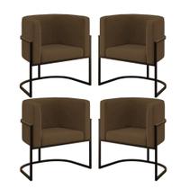 Kit 4 Poltronas Lua Sala Decorativa Suede Marrom Balaqui Decor Kit 4 Poltronas Lua Sala Decorativa Suede Marrom Balaqui Decor