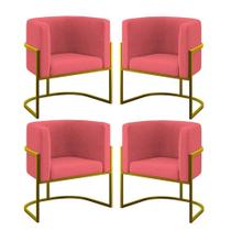 Kit 4 Poltronas Lua Sala Decorativa Suede Rosa Balaqui Decor Kit 4 Poltronas Lua Sala Decorativa Suede Rosa Balaqui Decor