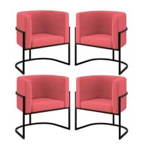 Kit 4 Poltronas Lua Sala Decorativa Suede Rosa Balaqui Decor Kit 4 Poltronas Lua Sala Decorativa Suede Rosa Balaqui Decor