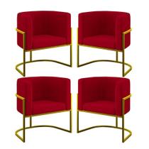 Kit 4 Poltronas Lua Sala Decorativa Suede Vermelho Balaqui Decor Kit 4 Poltronas Lua Sala Decorativa Suede Vermelho Balaqui Decor