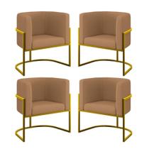 Kit 4 Poltronas Lua Sala Decorativa Veludo Capuccino Balaqui Decor Kit 4 Poltronas Lua Sala Decorativa Veludo Capuccino Balaqui Decor