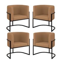 Kit 4 Poltronas Lua Sala Decorativa Veludo Capuccino Balaqui Decor Kit 4 Poltronas Lua Sala Decorativa Veludo Capuccino Balaqui Decor