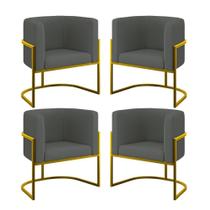 Kit 4 Poltronas Lua Sala Decorativa Veludo Cinza Balaqui Decor Kit 4 Poltronas Lua Sala Decorativa Veludo Cinza Balaqui Decor