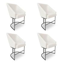 Kit 4 Poltronas Luxo Alana Bouclê Base Ferro Preto - Pallazio Kit 4 Poltronas Luxo Alana Bouclê Base Ferro Preto - Pallazio