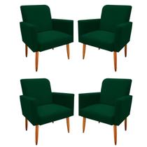 Kit 4 Poltronas Malibu Decorativa Suede Verde Militar