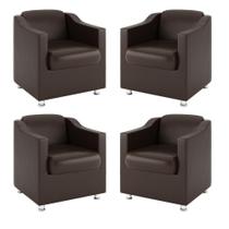Kit 4 Poltronas material sintético Preto Consultorio Recepção - Balaqui Decor