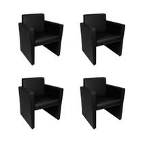 Kit 4 Poltronas Nina Slim 1 Lugar Pé Fechado - Preto - Cor: Preto Kit 4 Poltronas Nina Slim 1 Lugar Pé Fechado - Preto - Cor: Preto