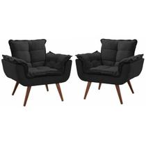 Kit 4 poltronas opala preta pés quadrados
