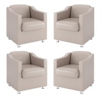Kit 4 Poltronas Para Recepção material sintético Bege