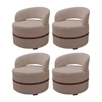 Kit 4 Poltronas para Sala de Estar Decorativa Luxo Luana Linho Bege
