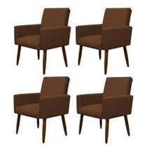 Kit 4 Poltronas para sala pés de madeira Nina