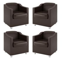 Kit 4 Poltronas Para Salão De Beleza material sintético Marrom
