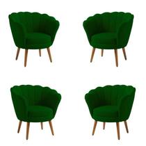 Kit 4 Poltronas Pétala Veludo Verde Musgo Kit 4 Poltronas Pétala Veludo Verde Musgo