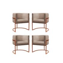 Kit 4 Poltronas Reforçada Decorativa Sala Carla Base Ferro Bronze Suede Kit 4 Poltronas Reforçada Decorativa Sala Carla Base Ferro Bronze Suede