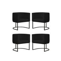 Kit 4 Poltronas Reforçada Decorativa Sala Estar Jantar Gabriela Base Ferro Preto Suede