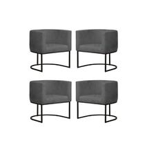 Kit 4 Poltronas Reforçada Decorativa Sala Estar Jantar Gabriela Base Ferro Preto Suede