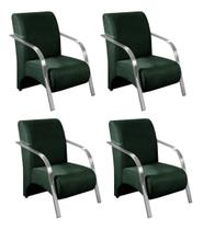 Kit 4 Poltronas Sevilha Cadeira Braço Alumínio Conjunto Sala Recepção - Bella Decor Estofados