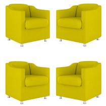 Kit 4 Poltronas Tilla Decorativas Consultório Sala Tecido Suede