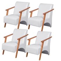 Kit 4 Poltronas Venus 1 Lugar Braço Madeira Maciça material sintético Unidecor Branco Kit 4 Poltronas Venus 1 Lugar Braço Madeira Maciça material sintético Unidecor Branco