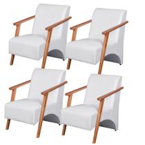 Kit 4 Poltronas Venus 1 Lugar Braço Madeira Maciça material sintético Unidecor Kit 4 Poltronas Venus 1 Lugar Braço Madeira Maciça material sintético Unidecor
