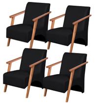 Kit 4 Poltronas Venus 1 Lugar Braço Madeira Maciça material sintético Unidecor Kit 4 Poltronas Venus 1 Lugar Braço Madeira Maciça material sintético Unidecor