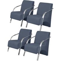 Kit 4 Poltronas Vênus de 1 Lugar Braço Alumínio DSalla Suede Kit 4 Poltronas Vênus de 1 Lugar Braço Alumínio DSalla Suede