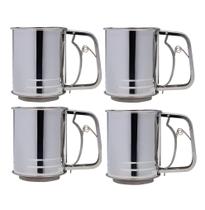Kit 4 Polvilhadores Inox P/ Farrinha Açúcar Tapioca Peneira