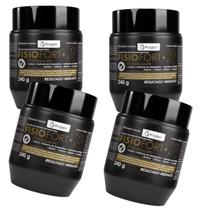 Kit 4 Pomada Massageadora FisioFort Premium 240g Embalagem Preta Massagem Creme Para Dor Articulação