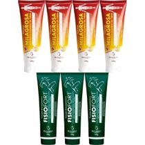 Kit 4 Pomada Massageadora Milagrosa 150g + 3 Pomada Massageadora Fisiofort 150g