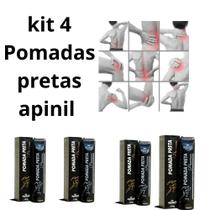 kit 4 Pomadas Preta Apinil Recuperação Rápida e Eficaz para Inflamações Musculares