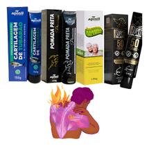 Kit 4 Pomadas Tubarão, Preta Premium, Canela Véio 50 Ervas