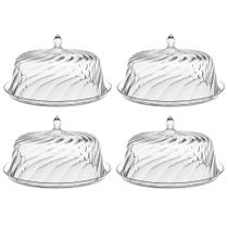 Kit 4 Porta Bolo com Cúpula 30cm Transparente Boleira Glassy Crippa Doces Sobremesas