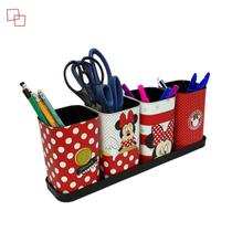 Kit 4 Porta Caneta e Bandeja de Mesa Organizador de Escritório Decorado Multiuso Plasútil