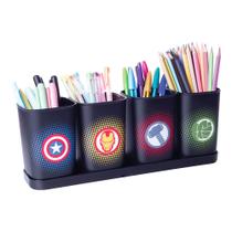 Kit 4 Porta Canetas Lápis Vingadores Marvel Estampado Organizador