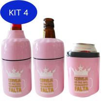 Kit 4 Porta Cerveja 3 Em 1 Long Neck/Lata/Lata Rosa Meninas