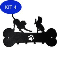 Kit 4 Porta Chaves De Parede Pet Cachorro Pata Cortado Laser Dog - Kw Parts